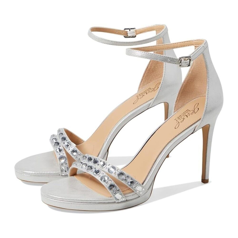 Jewel Badgley Mischka Hustle Size 5 Silver Gemstone Platform Stiletto Heels